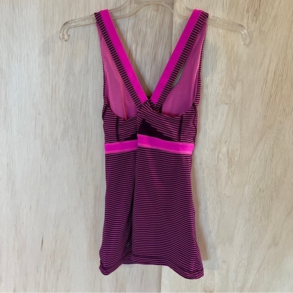 Lululemon Stuff Your Bra Pink & Purple Stripe Athletic Tank Top Shirt small - Picture 2 of 6